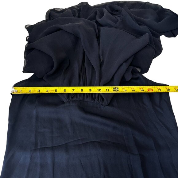 DVF Diane von Furstenberg V-Neck Fleurette Silk Chiffon Mini Dress Black Size 4 - Picture 12 of 14